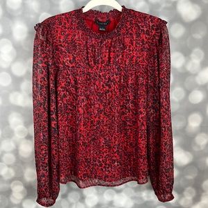 NWT Sanctuary women’s grunge girl smocked blouse in red. Size Small